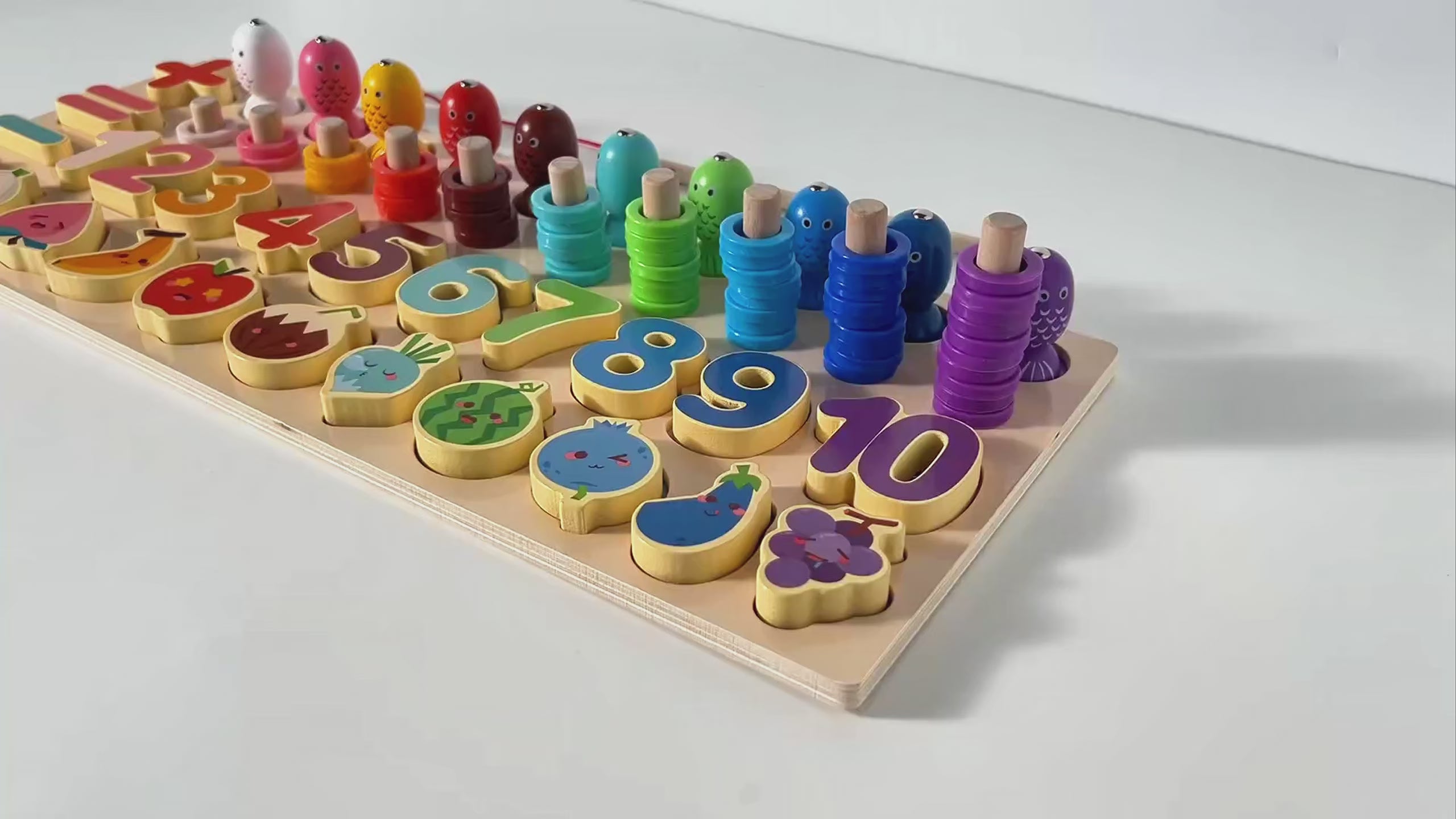 Miosea Learning Toys for Kids Includes Wooden Magnetic Fishing Game Shape Sorter Shapes Puzzle Counting Math