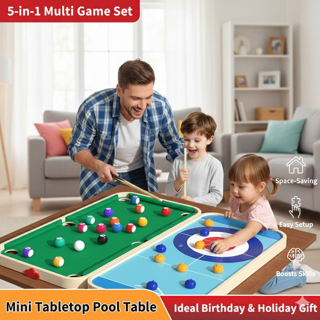 Miosea 5-in-1 Wooden Tabletop Game Set