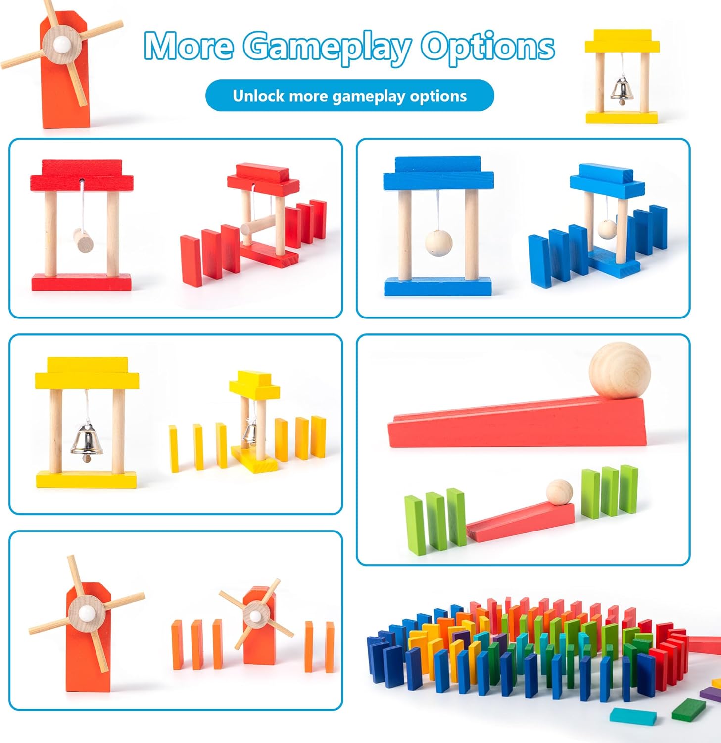 Miosea 200-Piece Wooden Domino Set for Kids