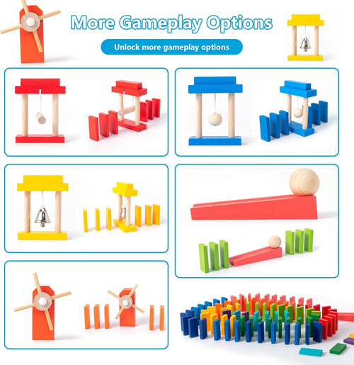 Miosea 200-Piece Wooden Domino Set for Kids