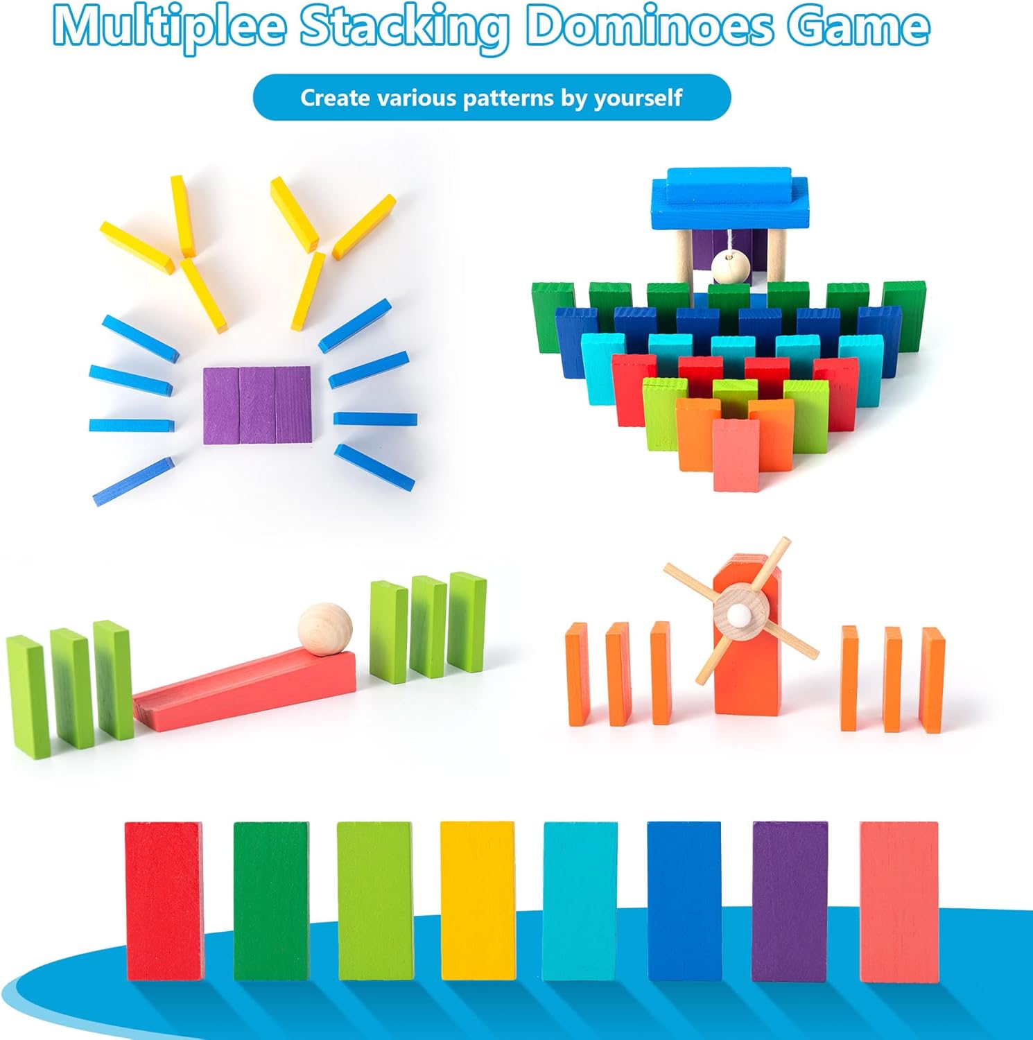 Miosea 200-Piece Wooden Domino Set for Kids