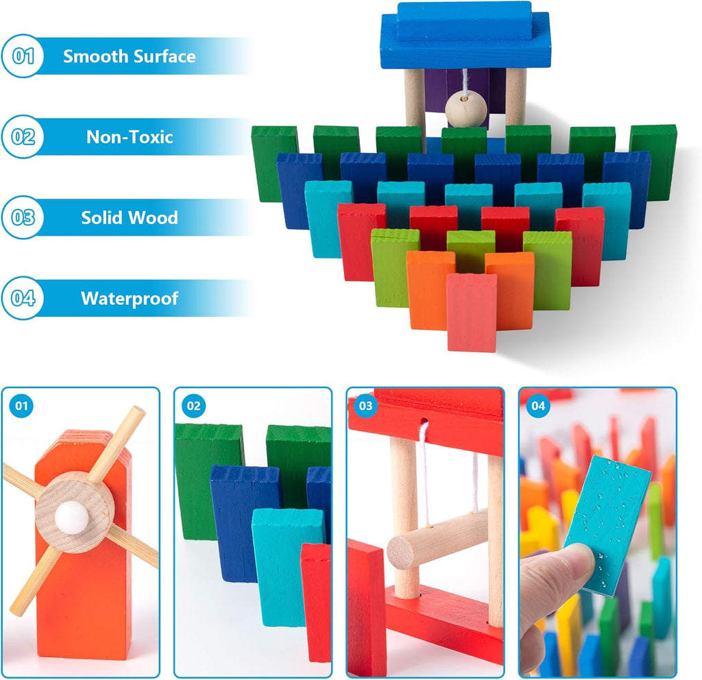 Miosea 200-Piece Wooden Domino Set for Kids
