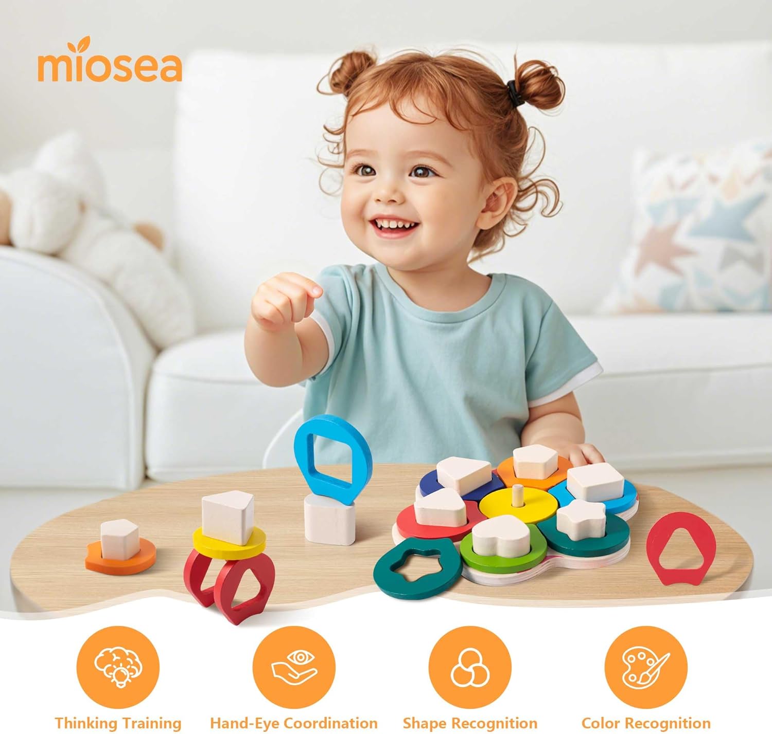 Miosea Wooden Stacking Toy for Toddlers