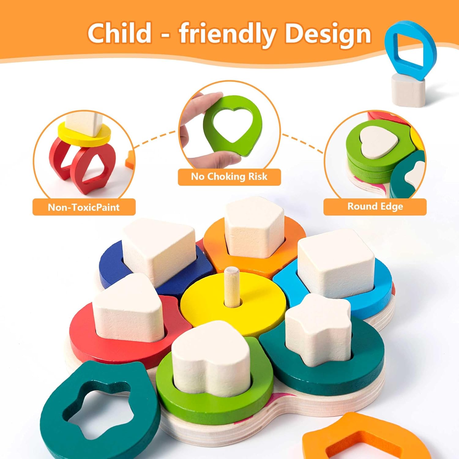Miosea Wooden Stacking Toy for Toddlers