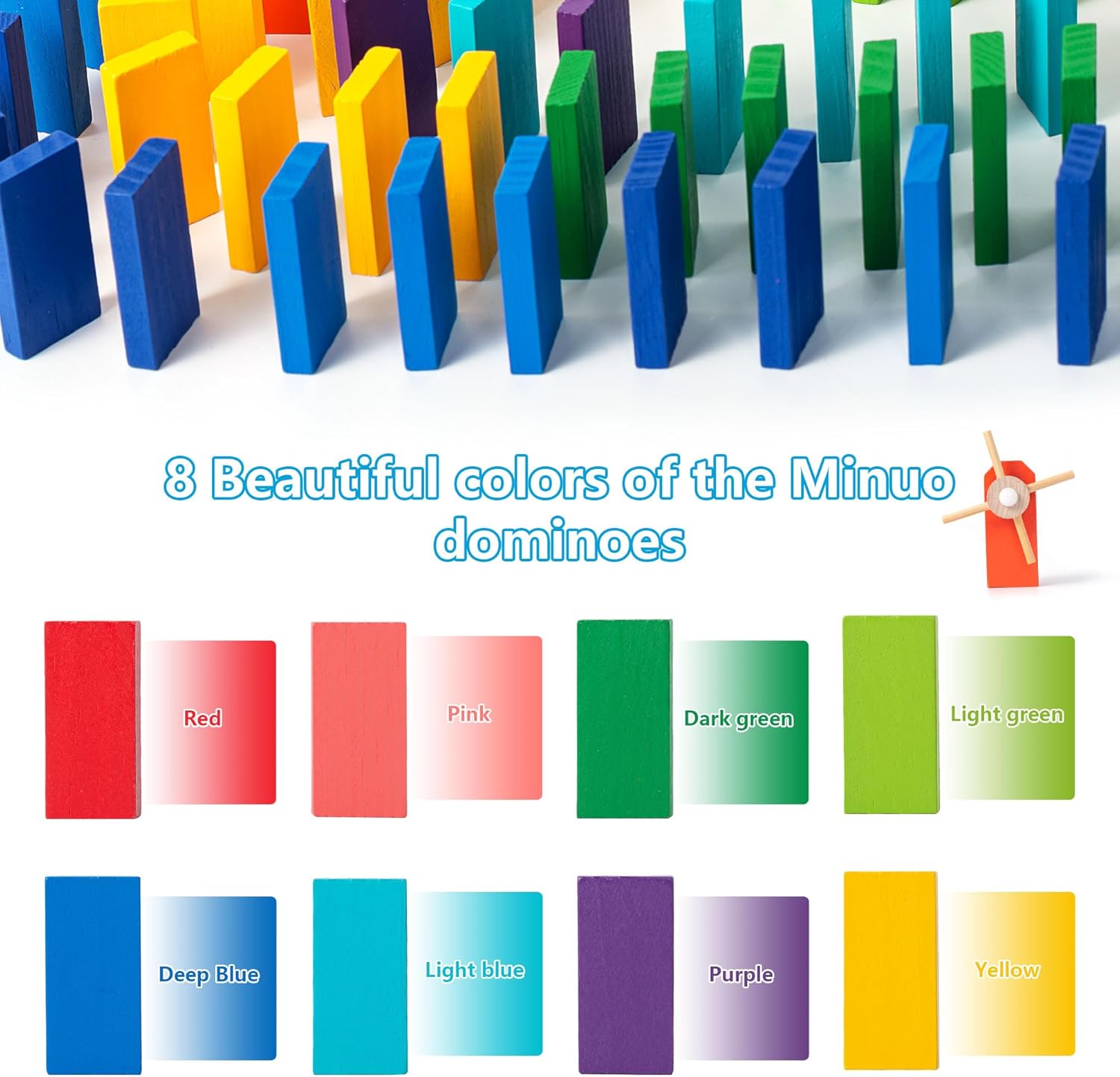 Miosea 200-Piece Wooden Domino Set for Kids