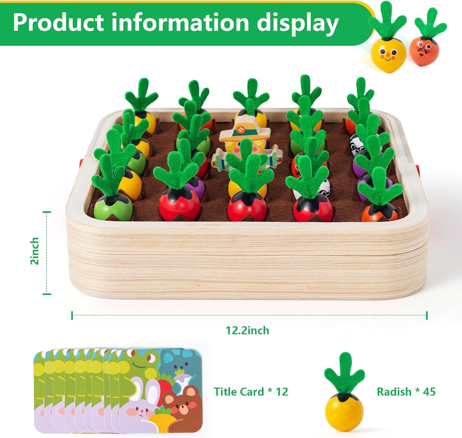 Miosea Montessori Kids Carrots Toy Carrot Harvest Game