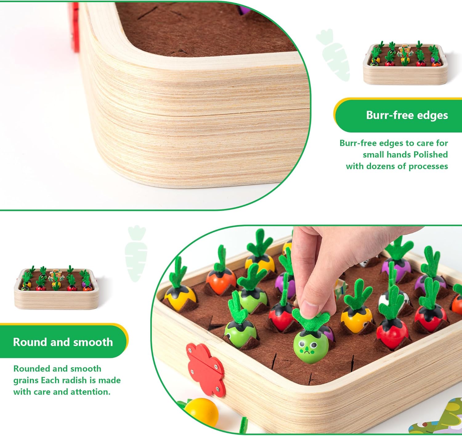 Miosea Montessori Kids Carrots Toy Carrot Harvest Game
