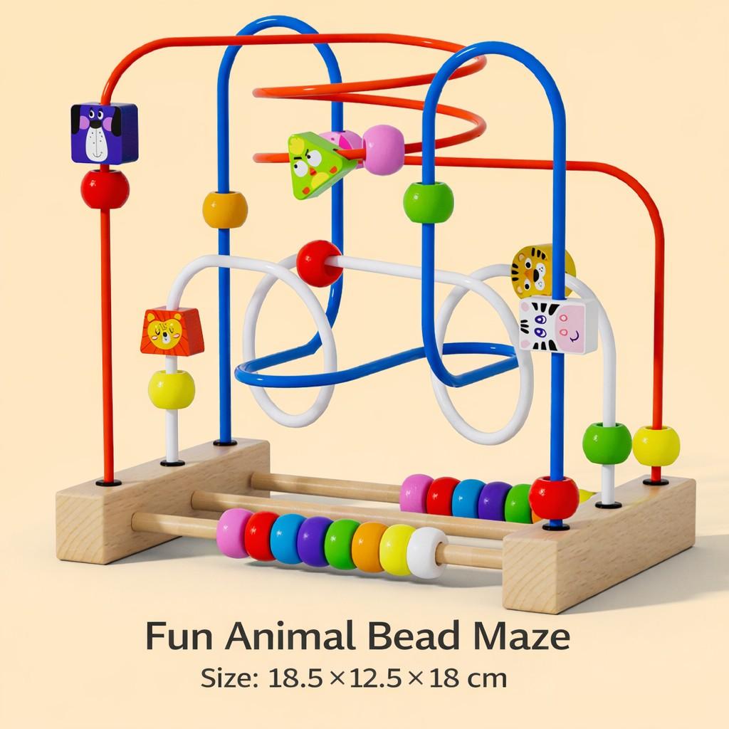Wooden Animal Bead Maze Toy for Toddlers Ages 1-3, Montessori  Wire Maze with Colorful Sliding Beads & Cute Animals, Fine Motor  Skills & Hand-Eye Coordination, Educational Birthday Gift for  Boys and Girls