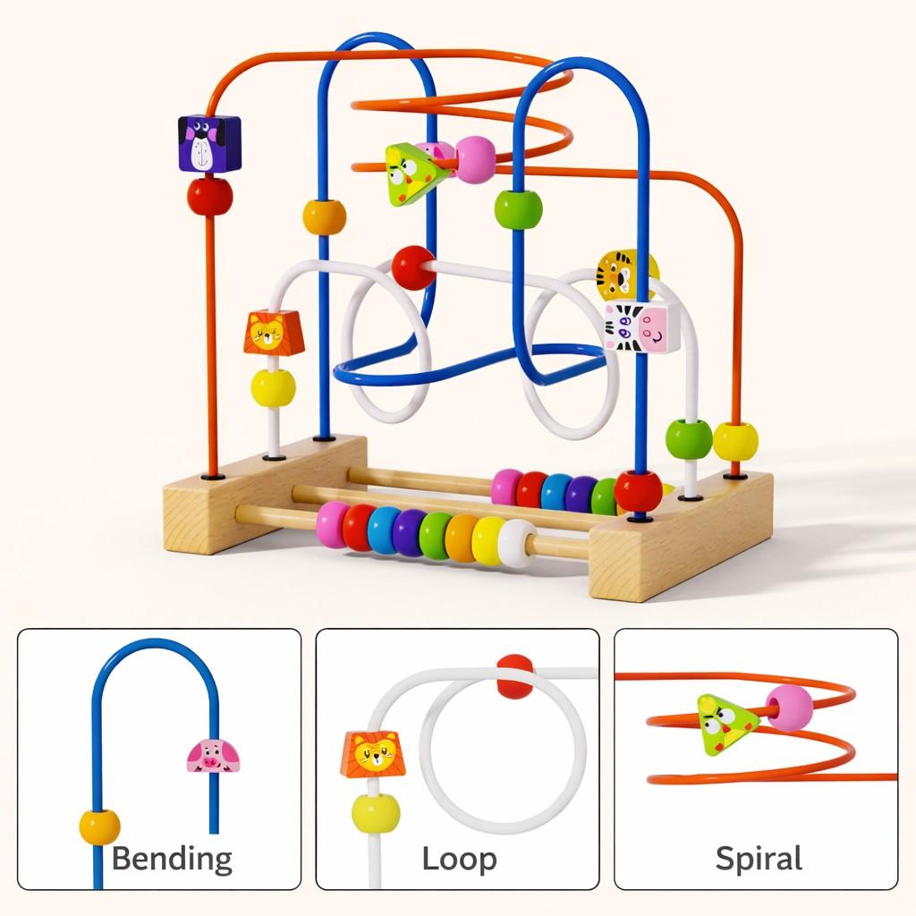 Wooden Animal Bead Maze Toy for Toddlers Ages 1-3, Montessori  Wire Maze with Colorful Sliding Beads & Cute Animals, Fine Motor  Skills & Hand-Eye Coordination, Educational Birthday Gift for  Boys and Girls